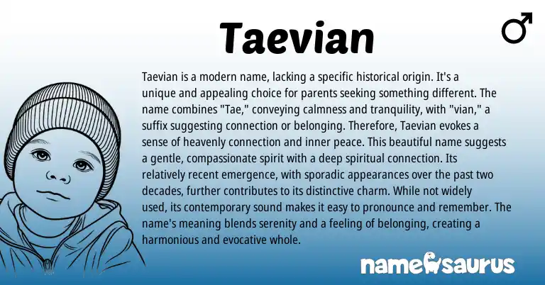 Infographic about Taevian name meaning, Taevian is a name from Other origin(s).