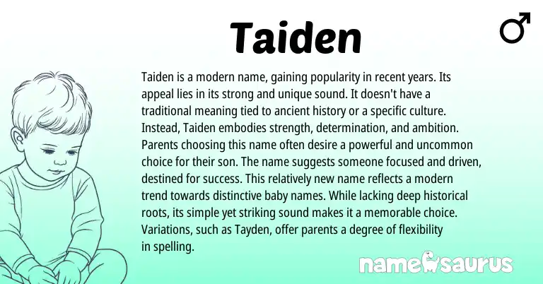 Infographic about Taiden name meaning, Taiden is a name from Other origin(s).