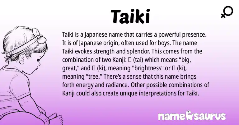 Infographic about Taiki name meaning, Taiki is a name from Japanese origin(s).