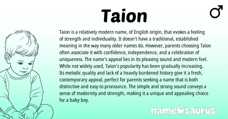 Infographic about Taion name meaning, Taion is a name from Other origin(s).