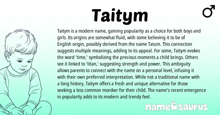 Infographic about Taitym name meaning, Taitym is a name from English origin(s).