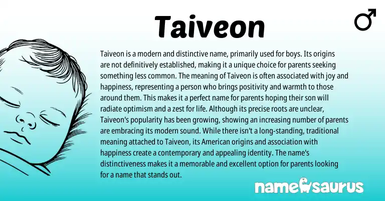Infographic about Taiveon name meaning, Taiveon is a name from American origin(s).