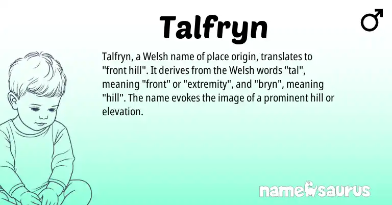 Infographic about Talfryn name meaning, Talfryn is a name from Welsh origin(s).