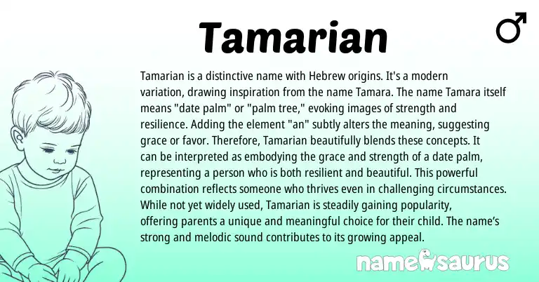 Infographic about Tamarian name meaning, Tamarian is a name from Hebrew origin(s).