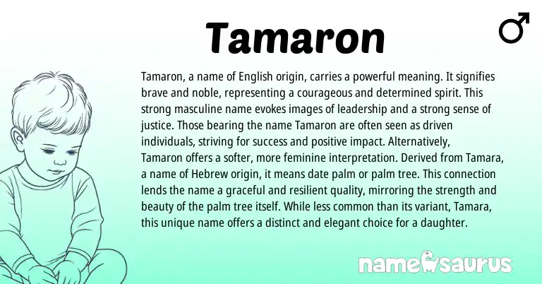 Infographic about Tamaron name meaning, Tamaron is a name from English origin(s).