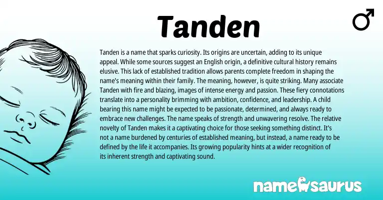 Infographic about Tanden name meaning, Tanden is a name from English origin(s).