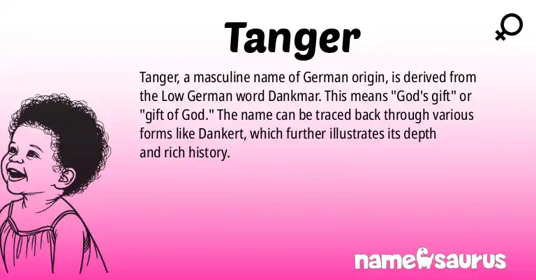 Infographic about Tanger name meaning, Tanger is a name from Low German origin(s).