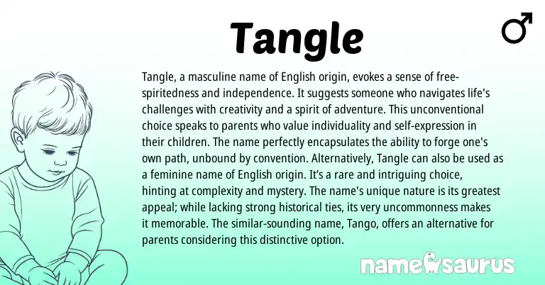Infographic about Tangle name meaning, Tangle is a name from English origin(s).