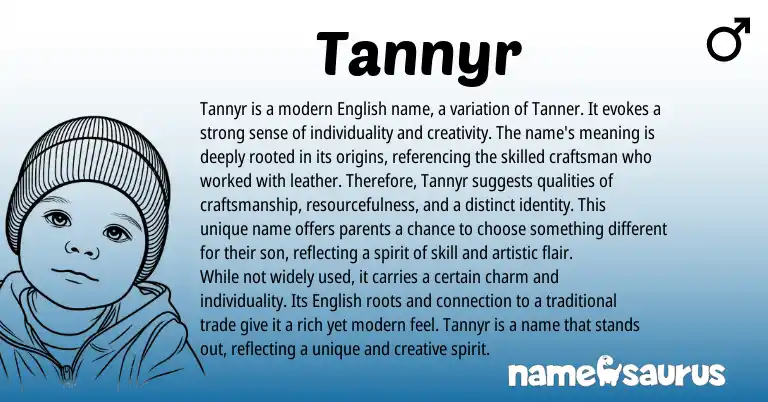 Infographic about Tannyr name meaning, Tannyr is a name from English origin(s).