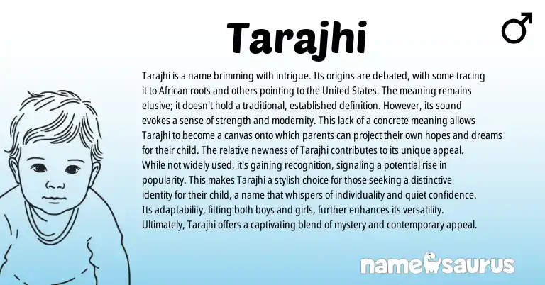 Infographic about Tarajhi name meaning, Tarajhi is a name from African origin(s).