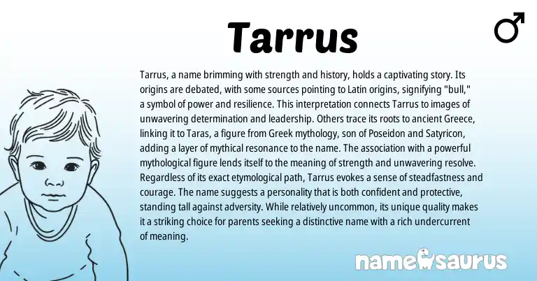 Infographic about Tarrus name meaning, Tarrus is a name from Latin origin(s).