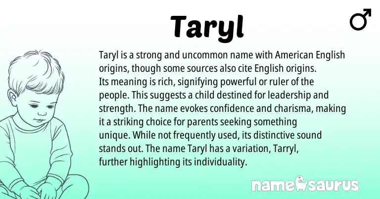 Infographic about Taryl name meaning, Taryl is a name from English origin(s).