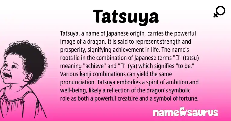 Infographic about Tatsuya name meaning, Tatsuya is a name from Japanese origin(s).