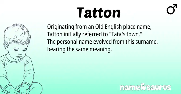 Infographic about Tatton name meaning, Tatton is a name from Old English origin(s).