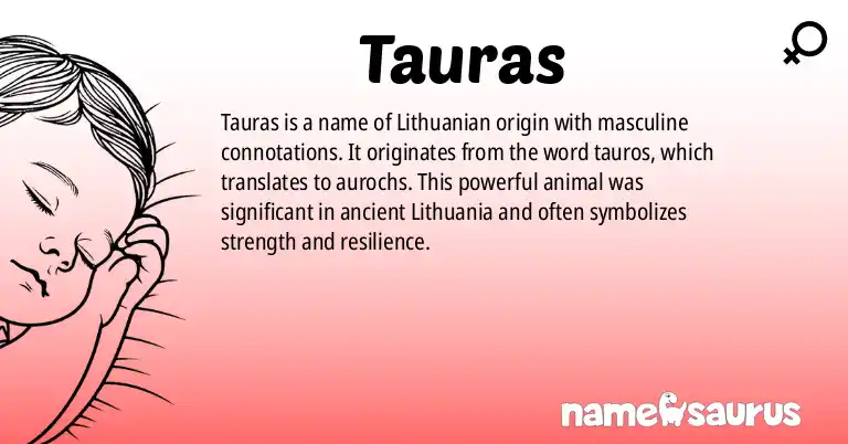 Infographic about Tauras name meaning, Tauras is a name from Lithuanian origin(s).