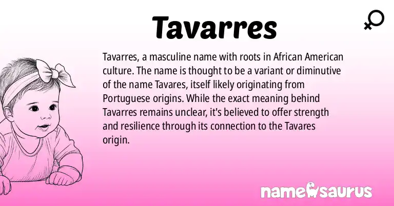 Infographic about Tavarres name meaning, Tavarres is a name from African American origin(s).