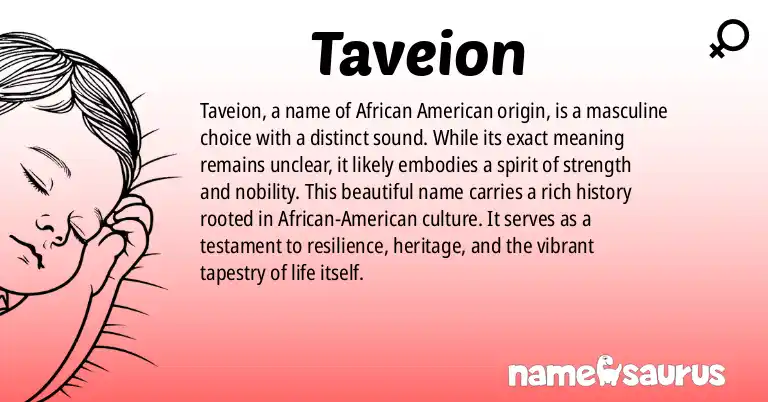 Infographic about Taveion name meaning, Taveion is a name from African American origin(s).
