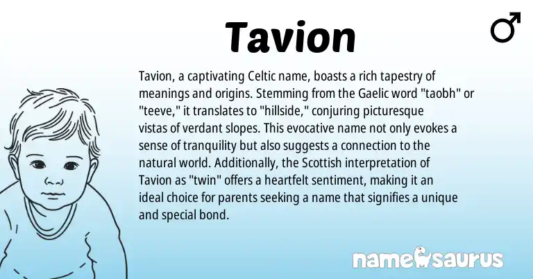 Infographic about Tavion name meaning, Tavion is a name from Gaelic, Celtic, Scottish origin(s).
