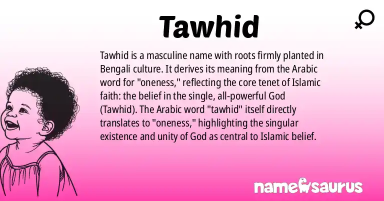 Infographic about Tawhid name meaning, Tawhid is a name from Bengali origin(s).