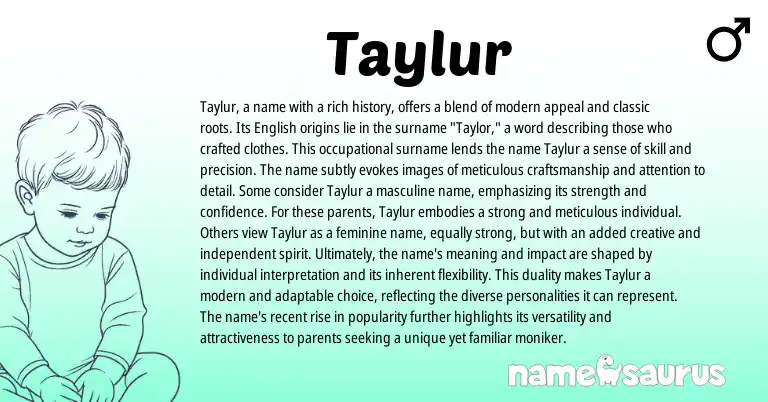 Infographic about Taylur name meaning, Taylur is a name from English origin(s).