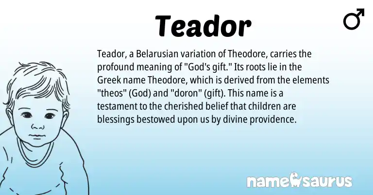 Infographic about Teador name meaning, Teador is a name from Belarusian, Greek origin(s).