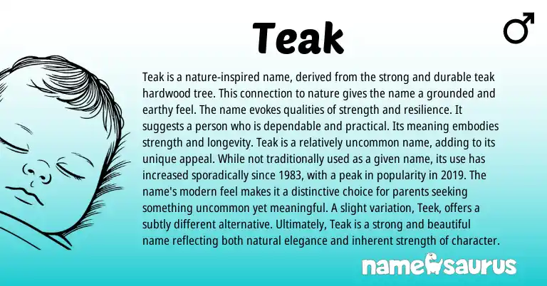 Infographic about Teak name meaning, Teak is a name from Other origin(s).