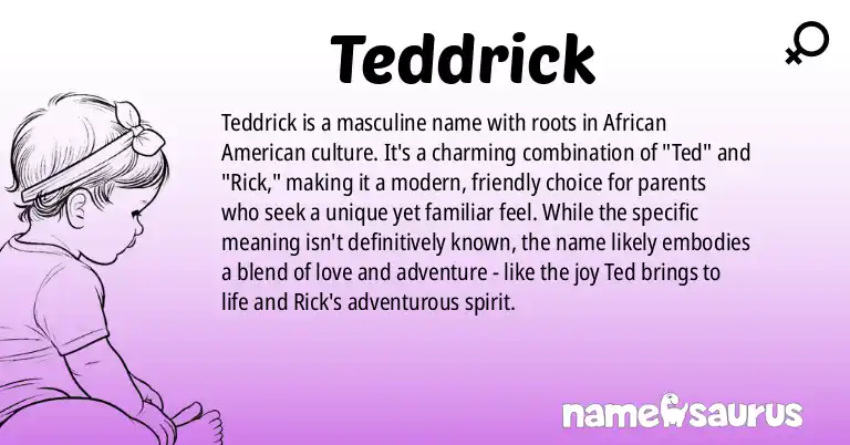 Infographic about Teddrick name meaning, Teddrick is a name from African American origin(s).