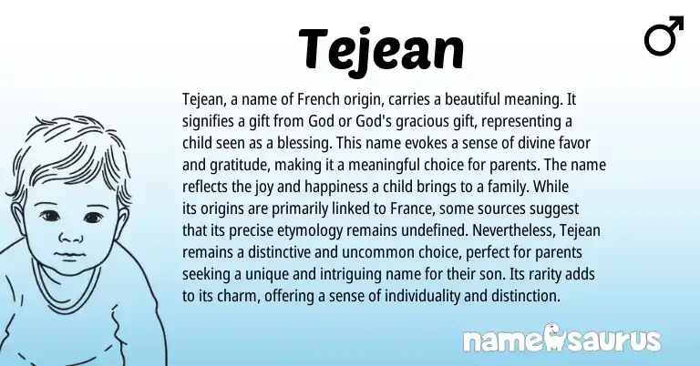 Infographic about Tejean name meaning, Tejean is a name from French origin(s).