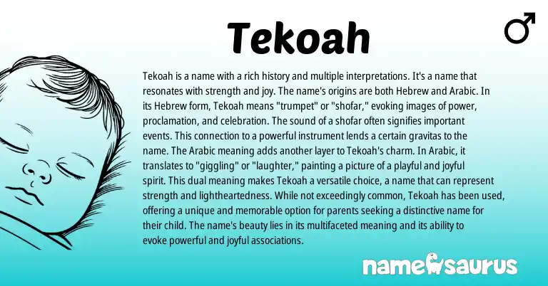 Infographic about Tekoah name meaning, Tekoah is a name from Hebrew origin(s).