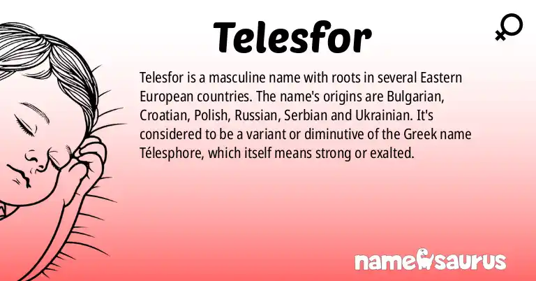 Infographic about Telesfor name meaning, Telesfor is a name from Bulgarian, Croatian, Polish, Russian origin(s).