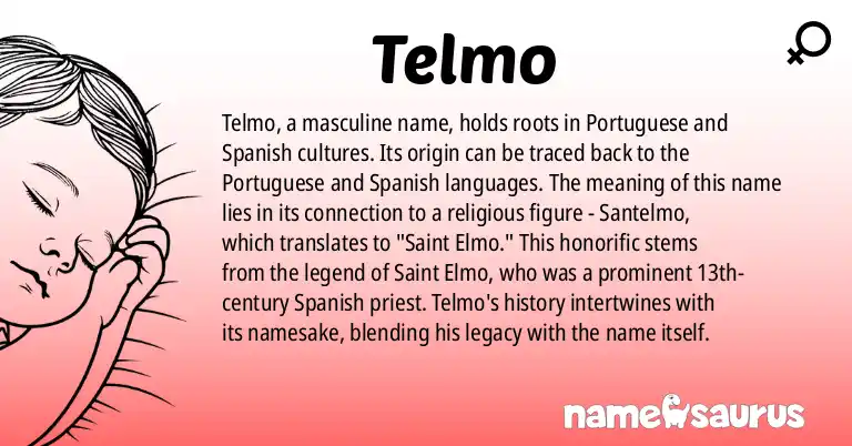 Infographic about Telmo name meaning, Telmo is a name from Portuguese, Spanish origin(s).