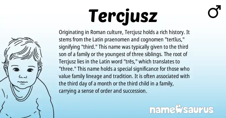 Infographic about Tercjusz name meaning, Tercjusz is a name from Roman, Latin origin(s).