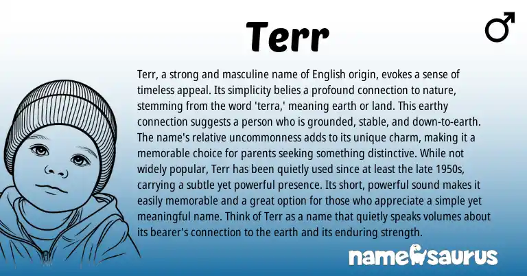 Infographic about Terr name meaning, Terr is a name from English origin(s).