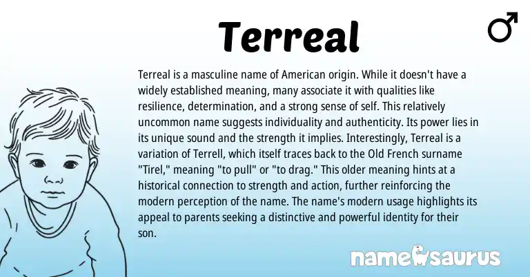 Infographic about Terreal name meaning, Terreal is a name from American origin(s).