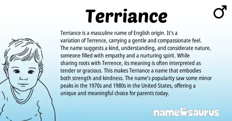 Infographic about Terriance name meaning, Terriance is a name from English origin(s).