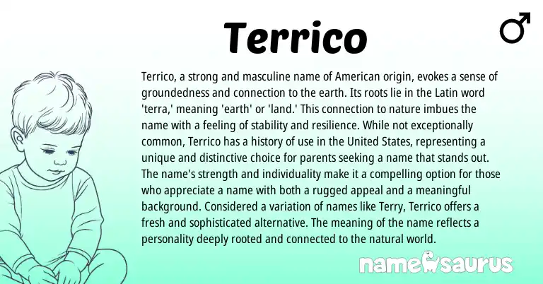Infographic about Terrico name meaning, Terrico is a name from American, Latin origin(s).