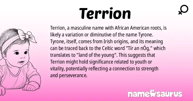 Infographic about Terrion name meaning, Terrion is a name from African American origin(s).