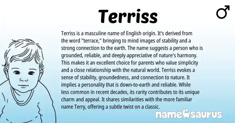 Infographic about Terriss name meaning, Terriss is a name from English origin(s).