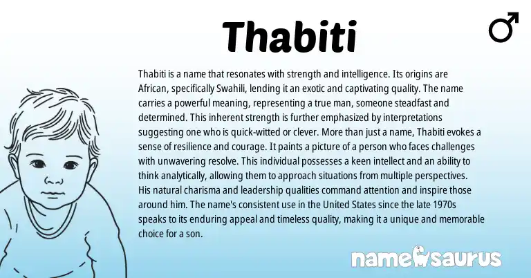 Infographic about Thabiti name meaning, Thabiti is a name from African origin(s).