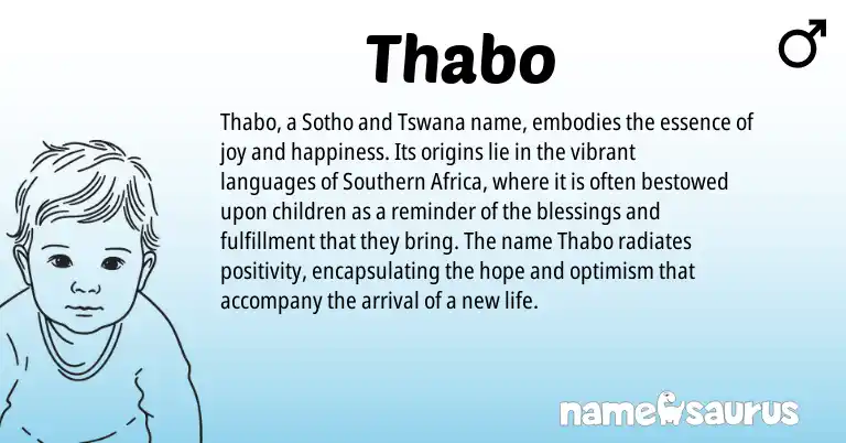 Infographic about Thabo name meaning, Thabo is a name from Tswana, Sotho origin(s).
