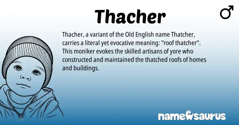 Infographic about Thacher name meaning, Thacher is a name from Old English origin(s).