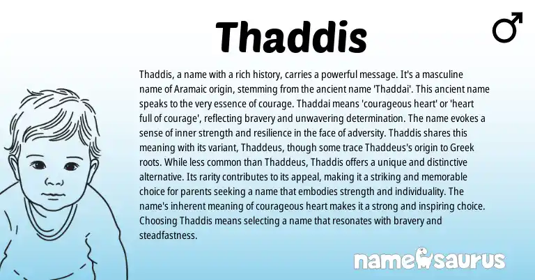 Infographic about Thaddis name meaning, Thaddis is a name from Aramaic, Greek origin(s).