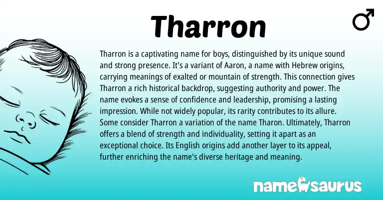 Infographic about Tharron name meaning, Tharron is a name from Hebrew origin(s).