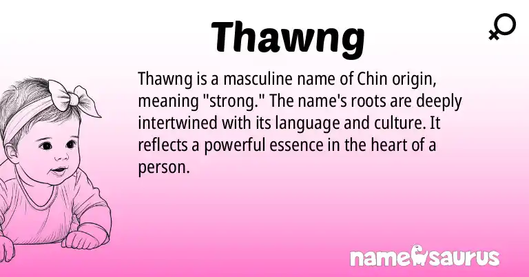 Infographic about Thawng name meaning, Thawng is a name from Chin origin(s).