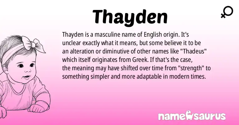 Infographic about Thayden name meaning, Thayden is a name from English origin(s).