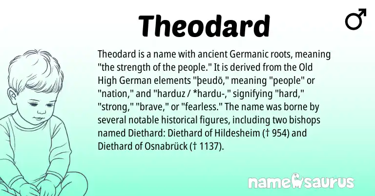 Infographic about Theodard name meaning, Theodard is a name from Old High German, Germanic origin(s).