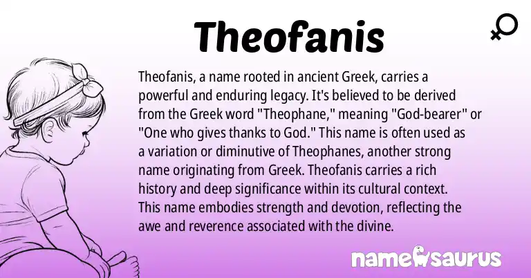 Infographic about Theofanis name meaning, Theofanis is a name from Greek origin(s).