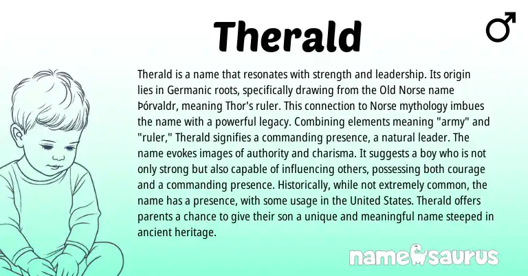 Infographic about Therald name meaning, Therald is a name from Germanic origin(s).