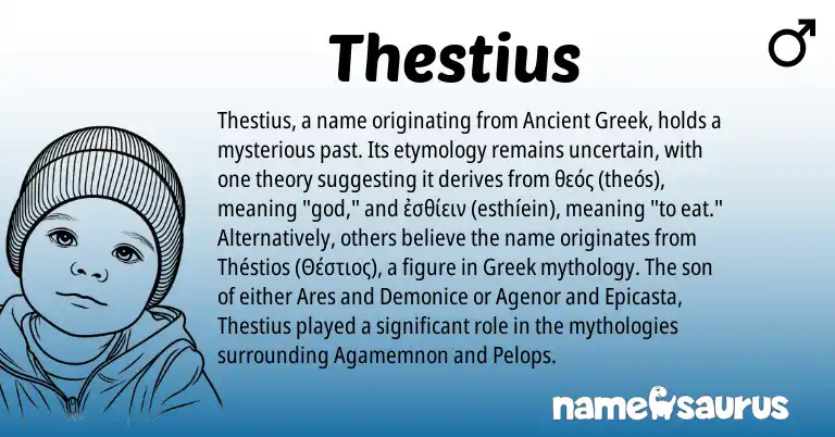 Infographic about Thestius name meaning, Thestius is a name from Ancient Greek, Greek origin(s).