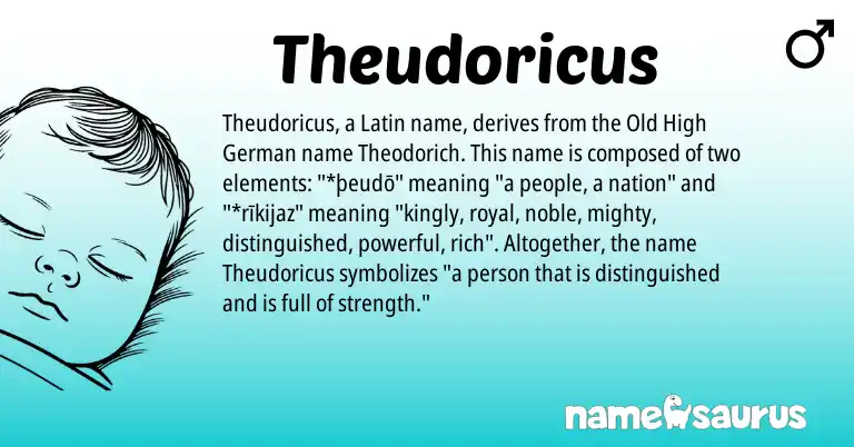 Infographic about Theudoricus name meaning, Theudoricus is a name from Old High German, Latin origin(s).